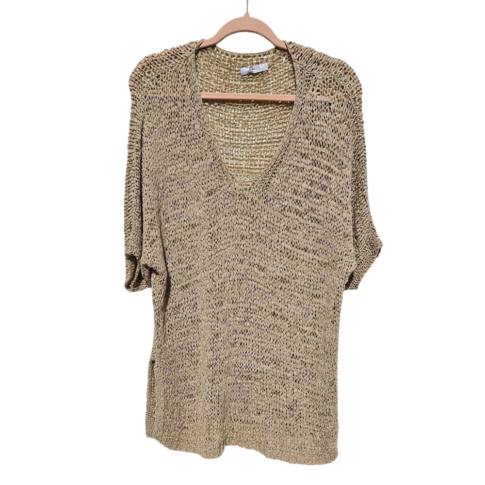 Amore Top Womens Large Beige Natural Knit Woven‎ Slouchy Lagen Minimalist Italy